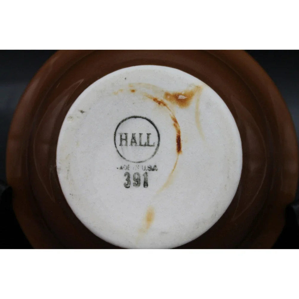 Vintage Hall China Cereal Bowls Set of 3 Brown Green USA 391
